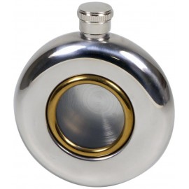 hip flask 50z/150 ml stainless steel polished round with window