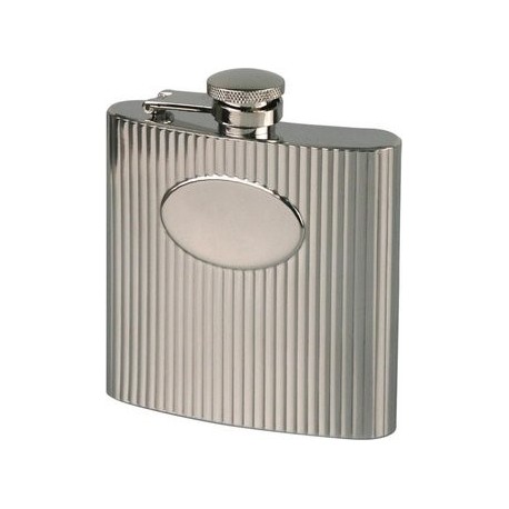 hip flask chrome/wave patern with mono plate 180 ml