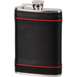 hip flask leather black/red 240 ml