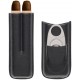 cigar case myon 2 pcs black leather withy cutter