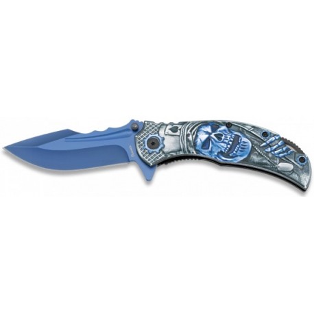knife blue skulls 3D 9 cm