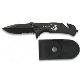 helicopter apache knife black 8cm with nylon sleeve