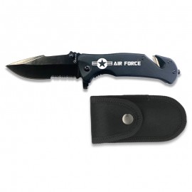 Couteau Tactique Noir Air Force 8 cm, avec étui nylon
