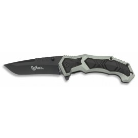 Couteau FOS Noir/Gris 9 cm, manche gomme noir/gris