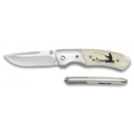 Couteau Décor Pêcheur 8 cm, manche ABS Blanc