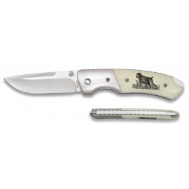 Couteau Décor Chien 8 cm, manche ABS Blanc