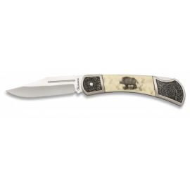 Couteau Décor Sanglier 8.1 cm, manche PVC Orné