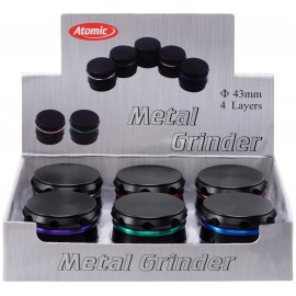 metal grinder Black, 4 parts, 4.3 cm, assorted per 6 pcs