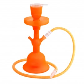 Narguilé simple tuyau 35 cm Verre Dépoli Fluo Orange, avec Led+Téléco