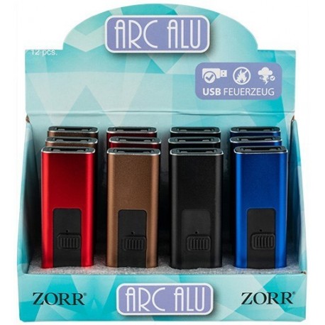 Briquet Zorr ARC ALU, 4 coloris assortis alu, display de 12