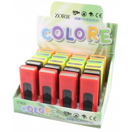 Briquet USB ZORR COLORE 5 coloris assortis, display de 20