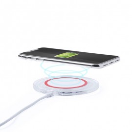 White/red wireless induction charger for smartphone