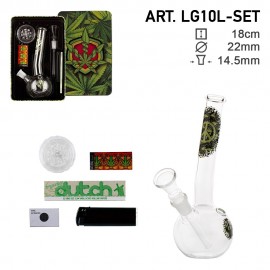 giftset bong Amsterdam 18 cm Ø 22 mm with accessories