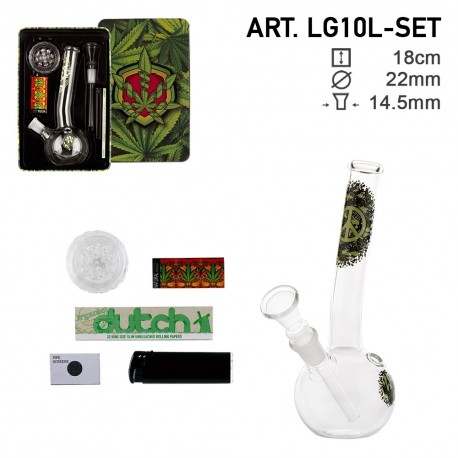 giftset bong Amsterdam 18 cm Ø 22 mm with accessories
