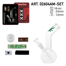 giftset bong Amsterdam 16 cm Ø 24 mm with accessories