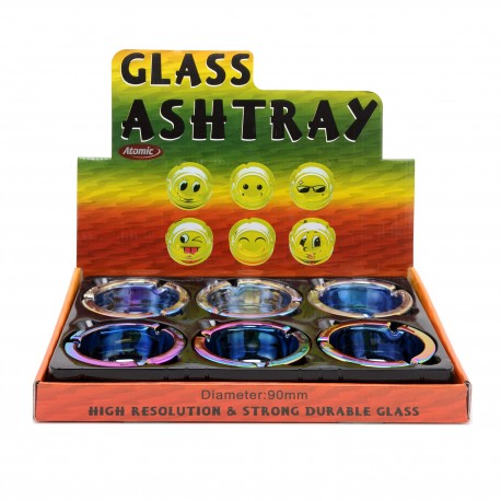 Atomic Glass Ashtray ø85mm Plated Rainbow & Pearl Assorted per 6 pcs