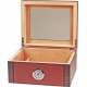 cigar humidor black/red-brown with glass for 25 cigars, 260x220x120