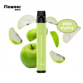 E-cigarettes jetables Flawoor Max 0mg/mL 2000 puffs - Pomme croustillante