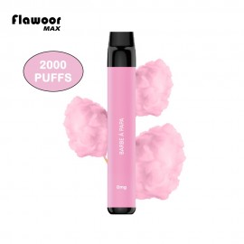 Disposable E-cigarettes FLAWOOR Max 0mg/mL 2000puffs - Barbe à papa