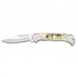 Couteau Décor Loups 8 cm, manche ABS Blanc