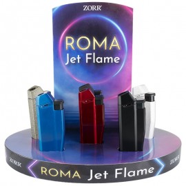 Briquet Jet Flame Roma assortis, display de 6