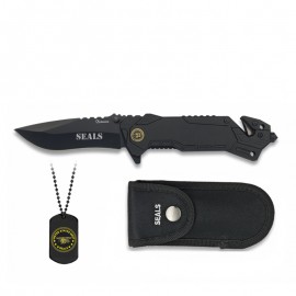 Knife 8 cm Seals Black with nylon black pouch