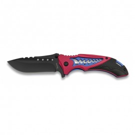 Couteau 9 cm Noir/Rouge/Bleu, avec clip