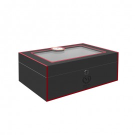 MYON humidor black and red with hygrometer and humidifier 360x260x140