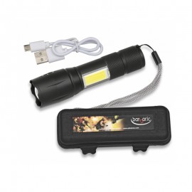 Lampe torche Noire USB  12.5 cm, avec cordon USB et dragonne