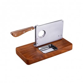 metal table cigar cutter, wood/silver mat, 165 x 85 x 90 mm