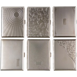 Cigarette case metal chrome assorted 100 MM assorted per 6 pcs
