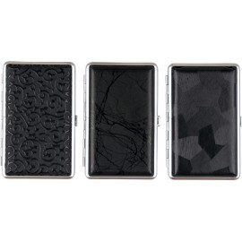 Cigarette case black embossed 100 MM for 14 cigarettes assorted per 3