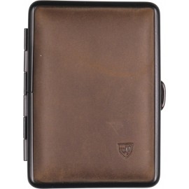 Cigarette case soft leather dark brown for 14 cigarettes