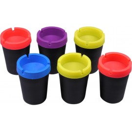 Ashtray for tin holder in car, black/lid colored assorted per 12 pcs