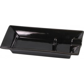 Cigar ashtray ceramic black with 1 rest, 18.3 x 9.2 x 3.5 cm