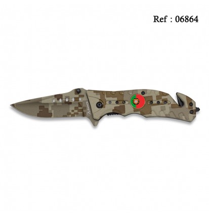 Couteau FOS CAMO Sable, Camouflage 8 cm Drapeau Portugais