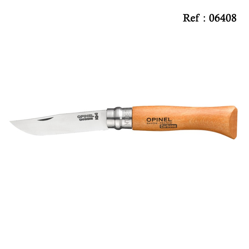 Couteau OPINEL N°08 carbone 8.5cm, boîte de 12