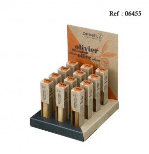 Opinel knifes olive wood assorted per 12 pcs (4 n. 6 and 8 n. 8)