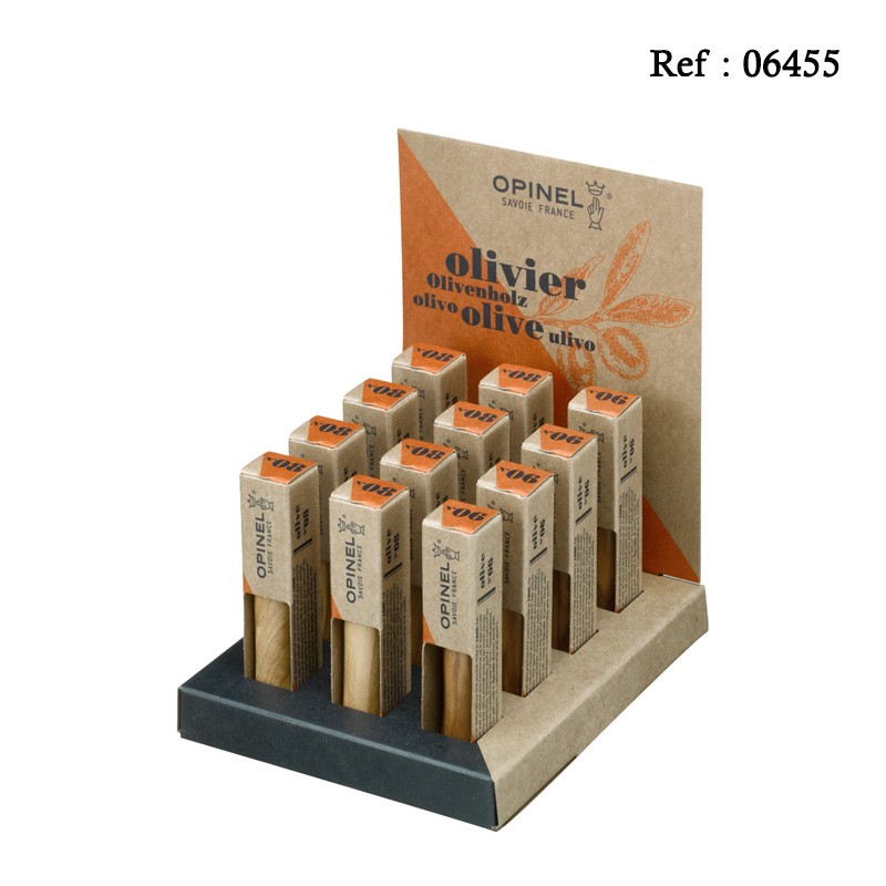 Couteau OPINEL Présentoir de 12 Pcs Olivier 4 N°06 + 8 N°08