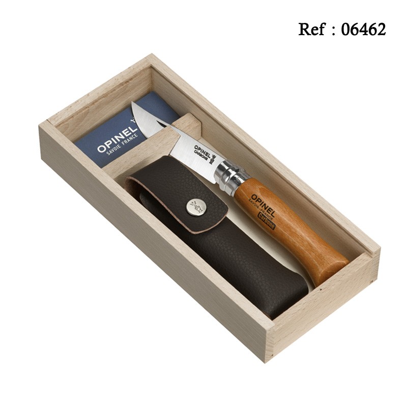 Couteau OPINEL Plumier N°08 Carbone Hêtre + étui, 8.5 cm