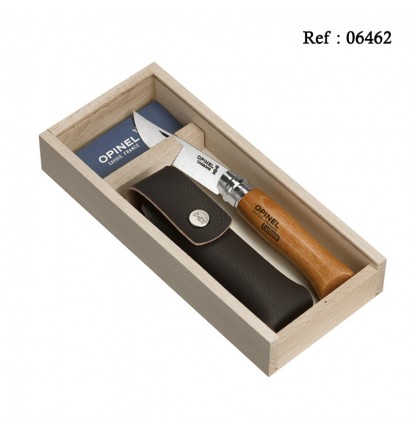 Couteau OPINEL Plumier N°08 Carbone Hêtre + étui, 8.5 cm