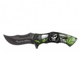 Couteau 3D Tête de Mort 8.4 cm Noir/Vert, avec clip