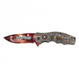 Knife Vikings 8.4 cm Wood/Red with clip