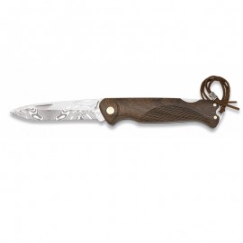 Couteau Manche Bois 8 cm Damas, avec feutrine noire
