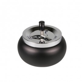 Spinning table ashtray Jumbo Black Mat/Chrom Ø 17 cm, hight 10 cm