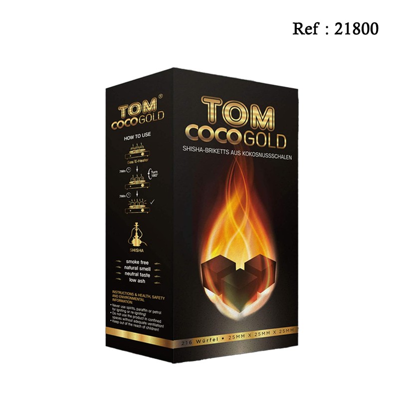 Charbon Naturel Tom Coco Gold, boîte de 72 cubes, 1Kg