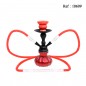 water pipe 2 tubes 25 cm base red metallic