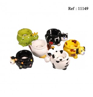 Cendrier en Céramique Animaux Ø 15 cm assortis par 6 pcs