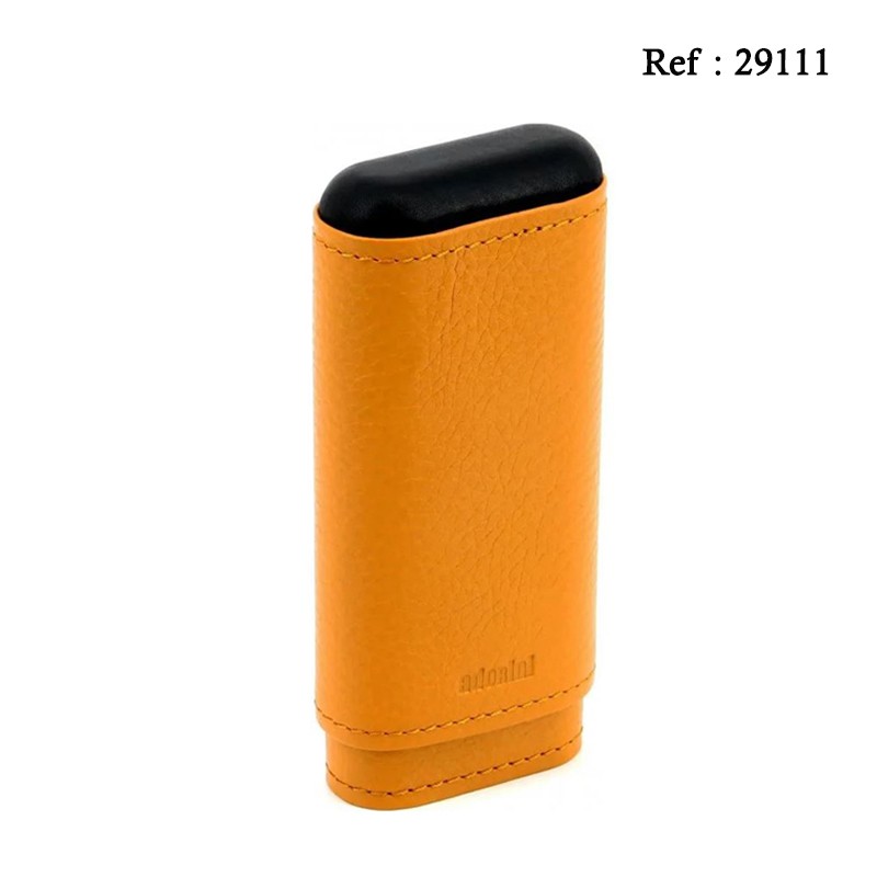 Etui à 2-3 Cigares ADORINI Cuir Crocus Orange