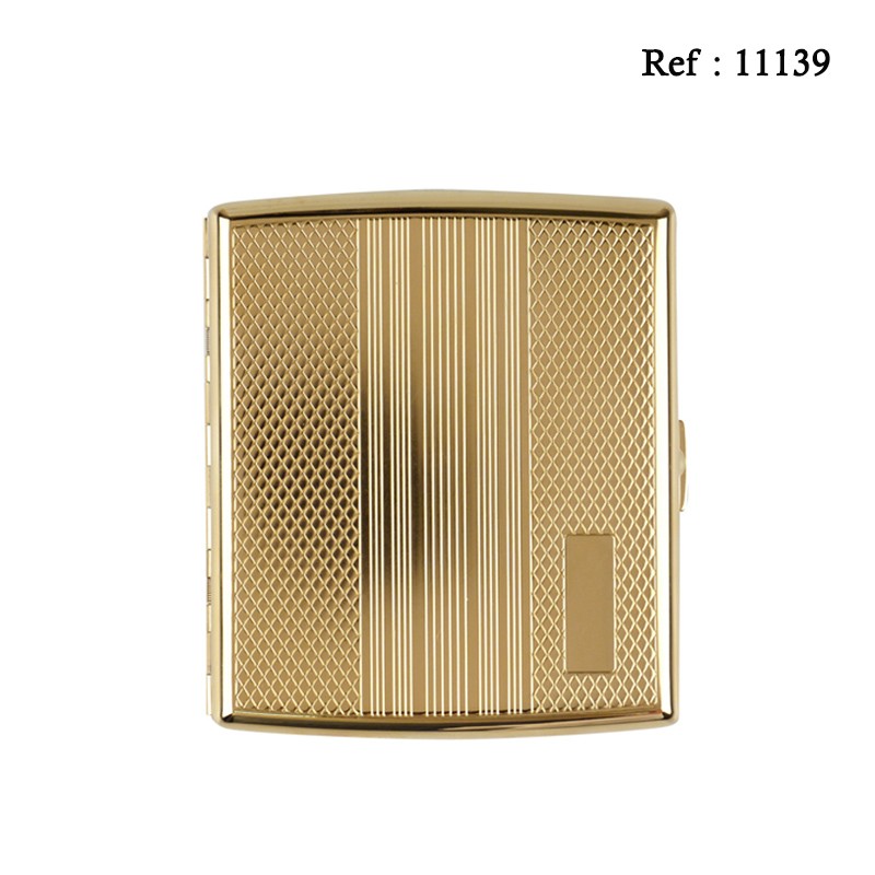 cigarette case metal stripes/rhombs gold fo 20 cigarettes